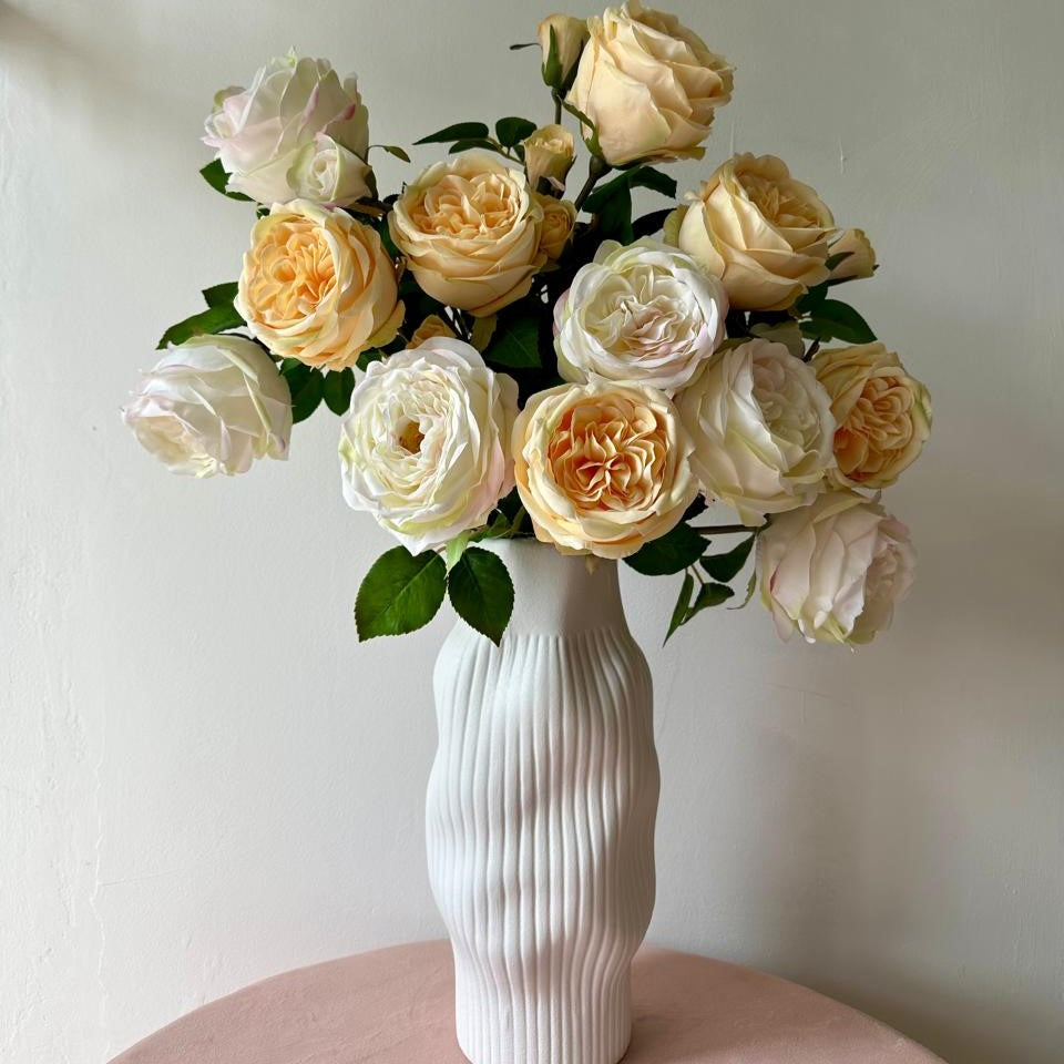 Artificial Garden Roses Vase Arrangement