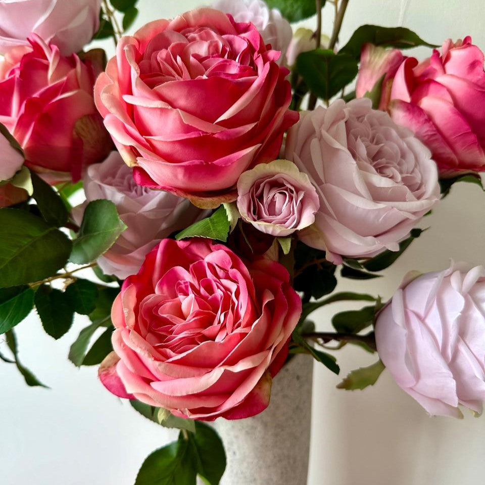 Artificial Garden Roses Vase Arrangement