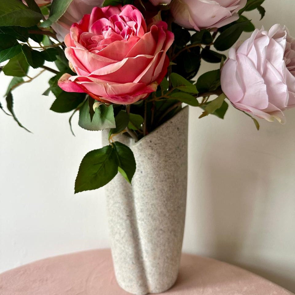 Artificial Garden Roses Vase Arrangement